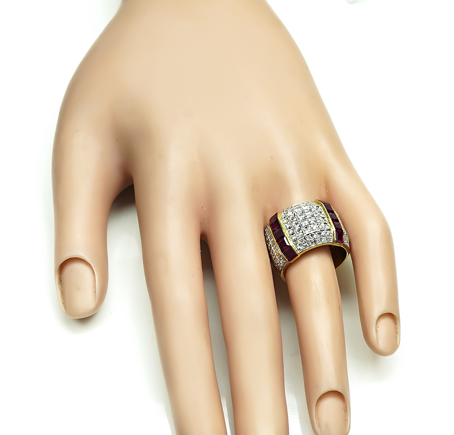 Estate 1.00ct Diamond 2.32ct Ruby Gold Ring