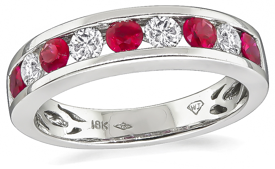 Estate 0.50ct Ruby 0.30ct Diamond Wedding Band