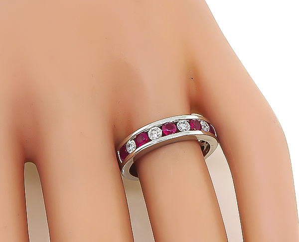 Estate 0.50ct Ruby 0.30ct Diamond Wedding Band