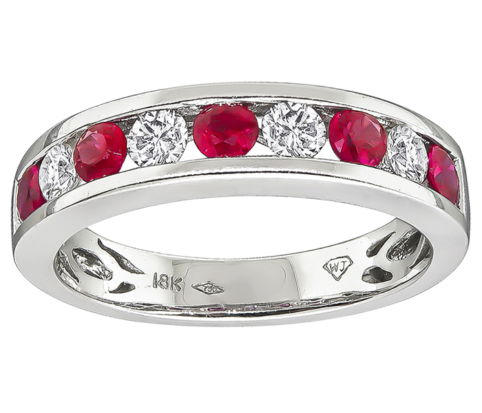 Estate 0.50ct Ruby 0.30ct Diamond Wedding Band