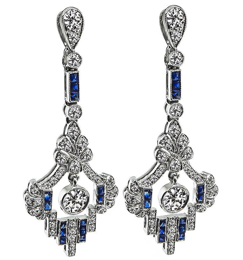 Estate 0.50ct Diamond Sapphire Earrings