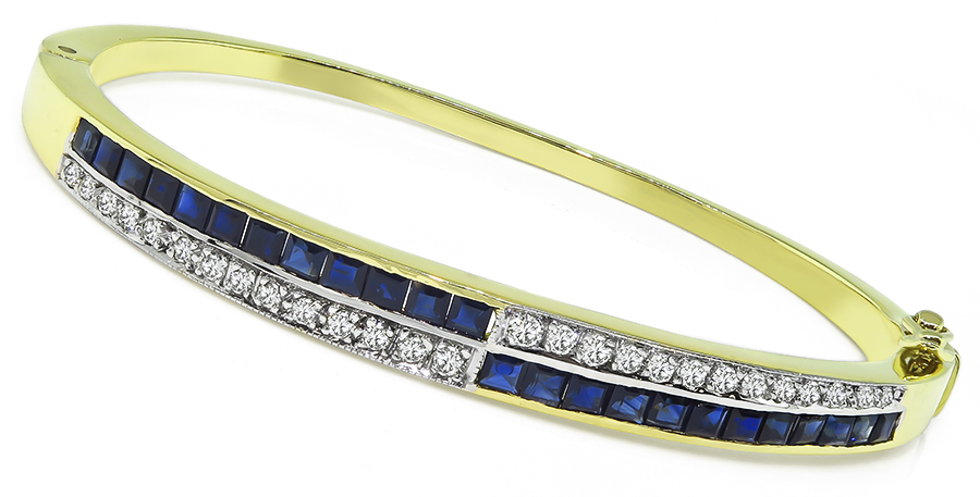 Estate 1.25ct Sapphire 0.80ct Diamond Bangle