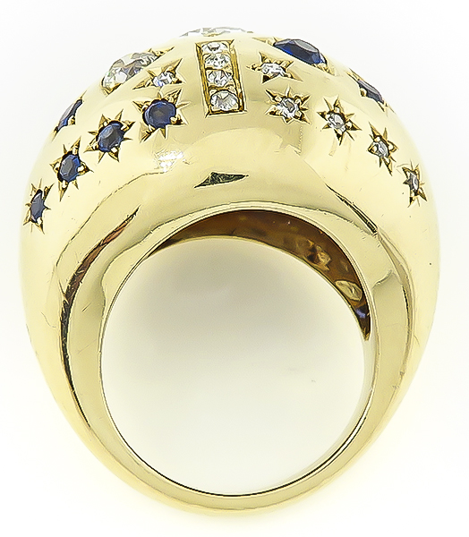 Vintage 1.80ct Diamond Sapphire Bombe Ring