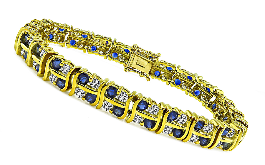 Estate 3.75ct Diamond 3.25ct Sapphire Gold Bracelet