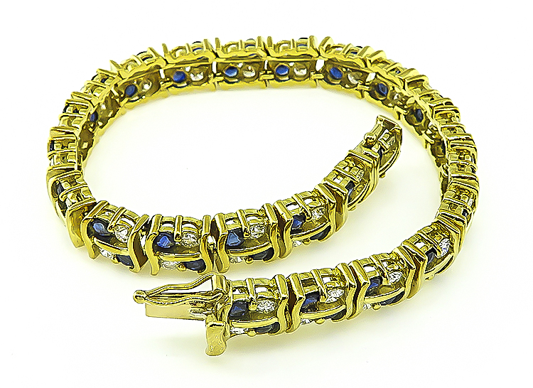 Estate 3.75ct Diamond 3.25ct Sapphire Gold Bracelet