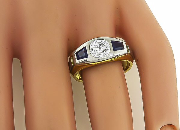 Estate 1.15ct Diamond Sapphire Ring