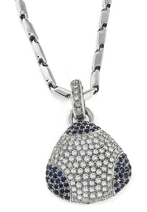 Estate 3.00ct Diamond 1.50ct Sapphire Pendant Necklace