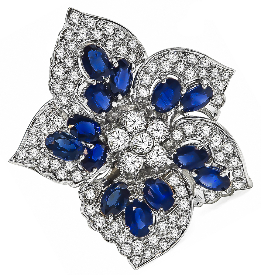 Estate 6.50ct Sapphire 3.00ct Diamond Star Pin