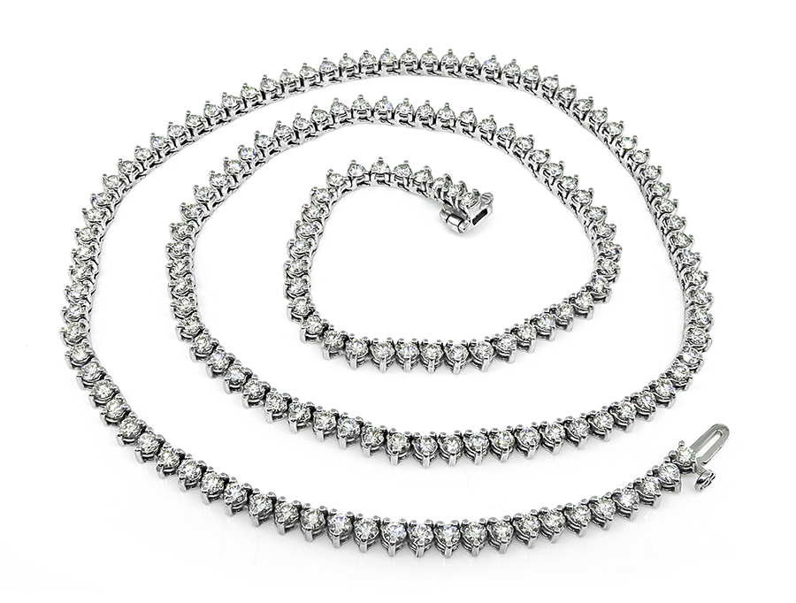 Estate 12.75ct Diamond Tennis Necklace