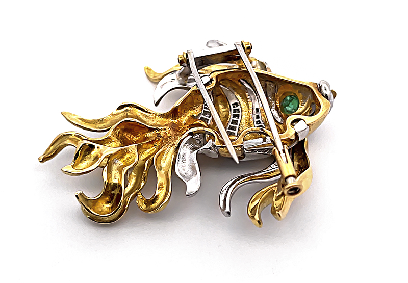 Estate 0.50ct Diamond Two Tone Gold Fish Pin