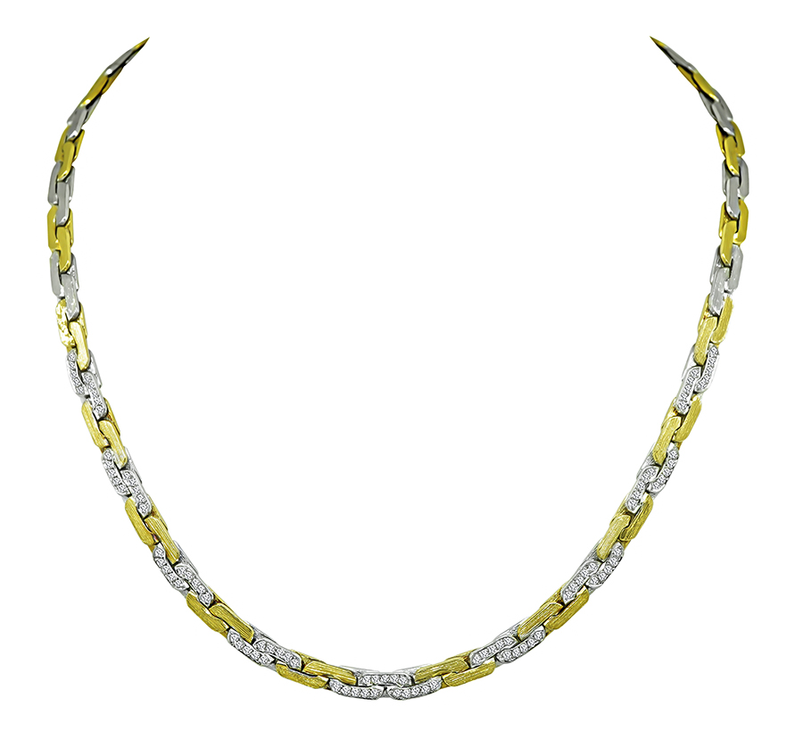 Estate 1.40ct Diamond Two Tone Gold Necklace