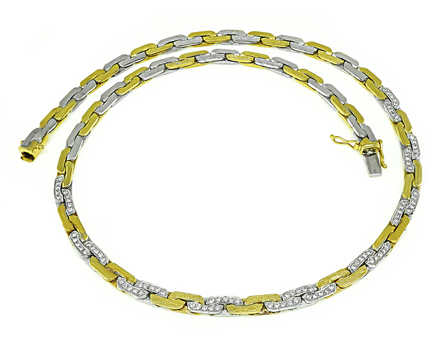 Estate 1.40ct Diamond Two Tone Gold Necklace