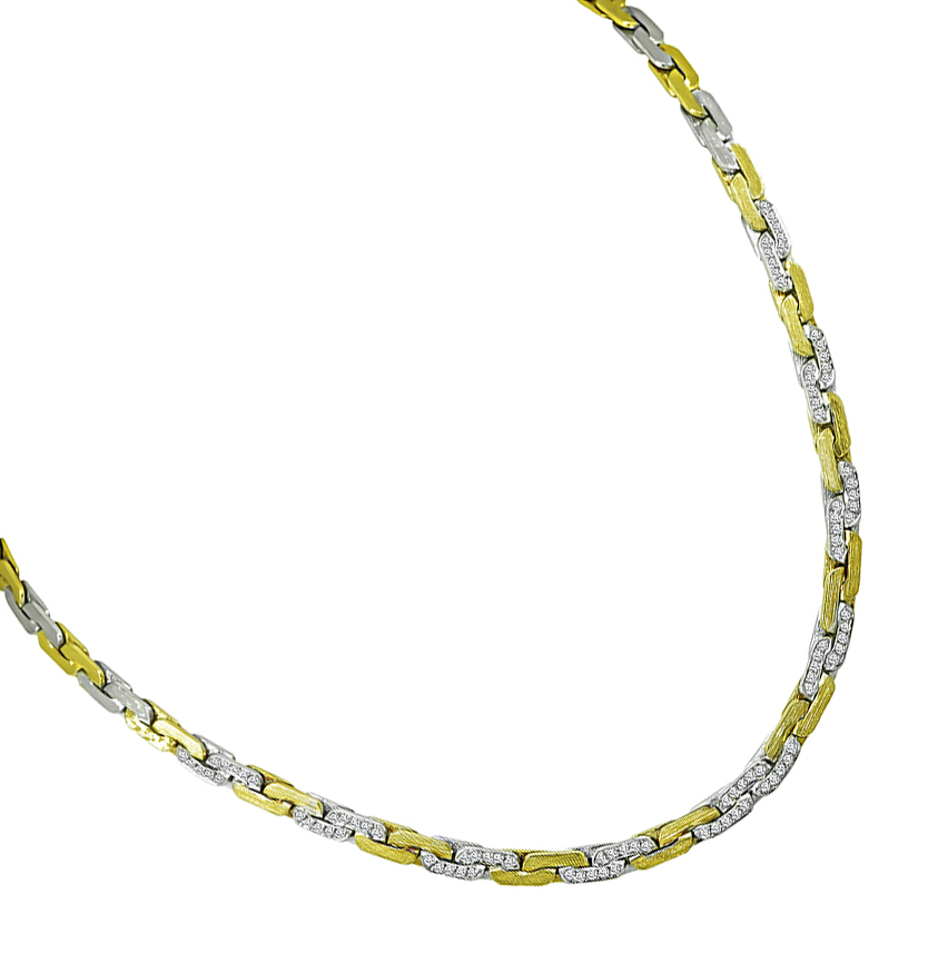 Estate 1.40ct Diamond Two Tone Gold Necklace