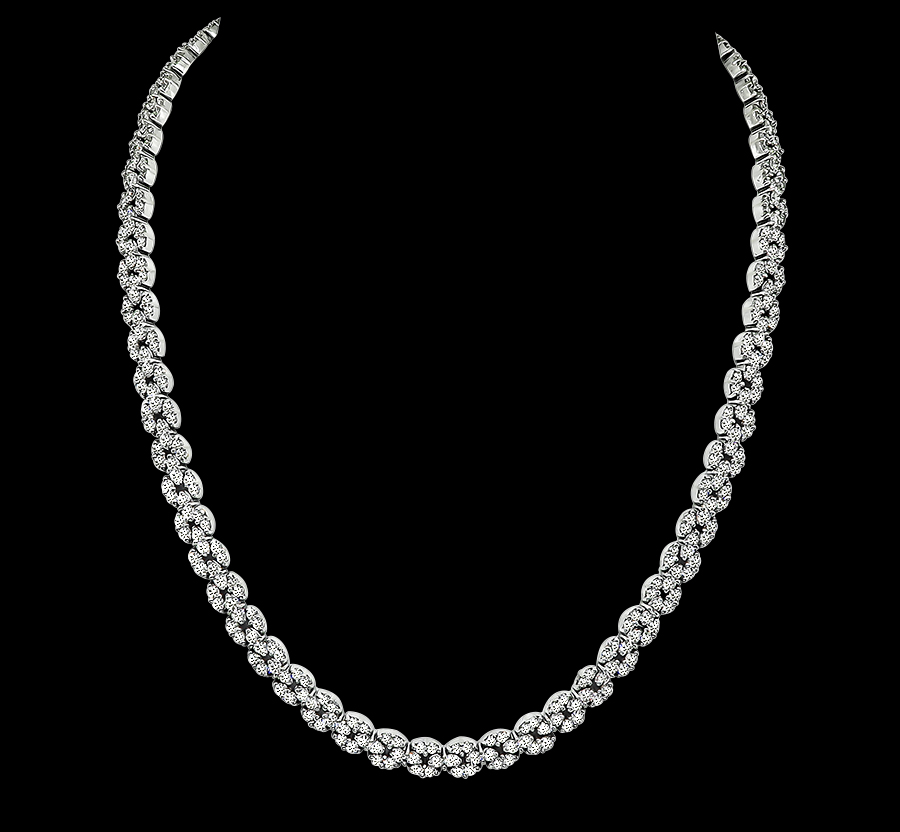Estate 11.50ct Diamond White Gold Necklace