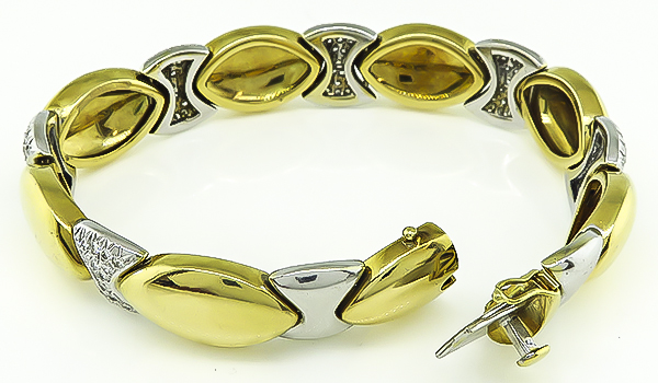 Estate 2.50ct Diamond Two Tone Yellow and White Gold Bracelet