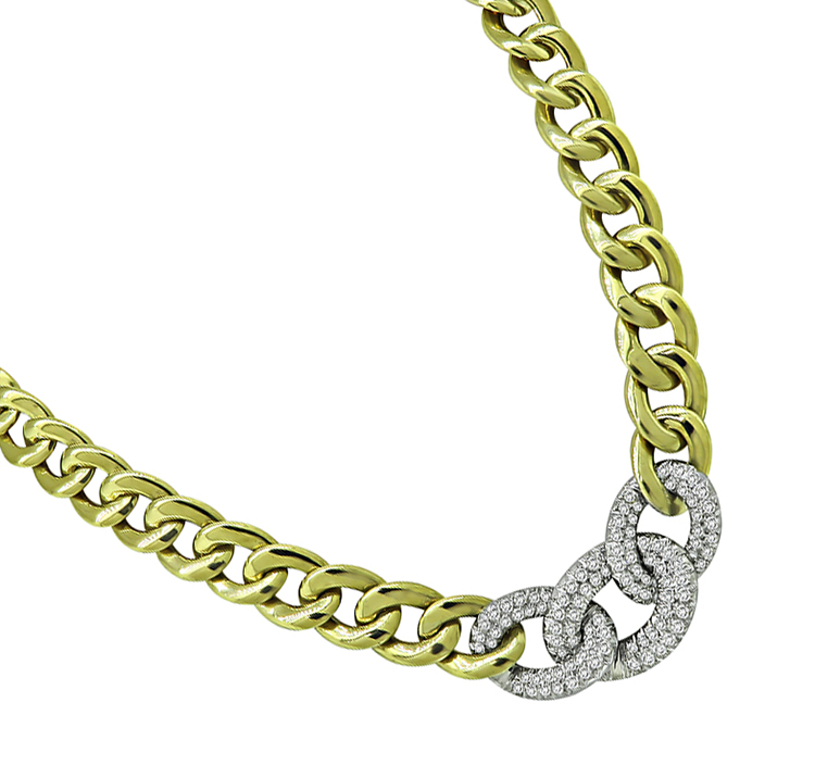 Estate 4.50ct Diamond Yellow and White Gold Chain Necklace