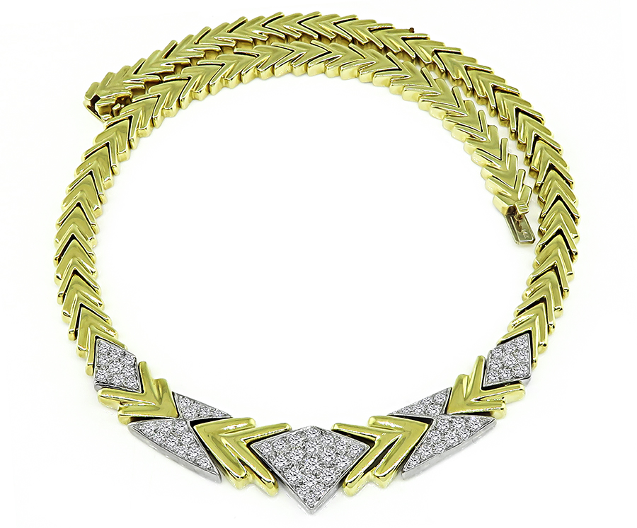 Estate 2.50ct Diamond Yellow and White Gold Necklace