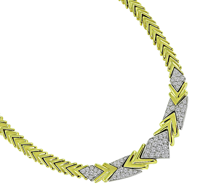 Estate 2.50ct Diamond Yellow and White Gold Necklace