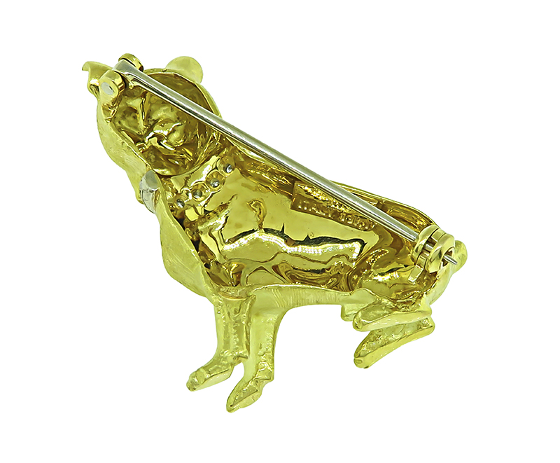 Estate Diamond Gold Dog Pin