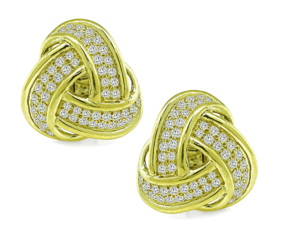 Estate 5.40ct Diamond Yellow Gold Earrings