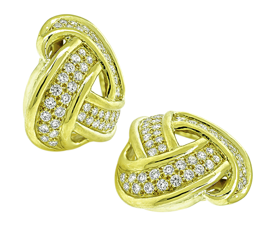 Estate 5.40ct Diamond Yellow Gold Earrings
