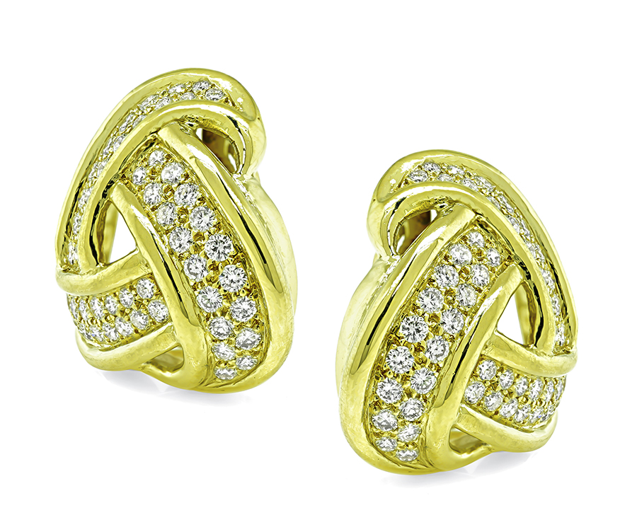 Estate 5.40ct Diamond Yellow Gold Earrings