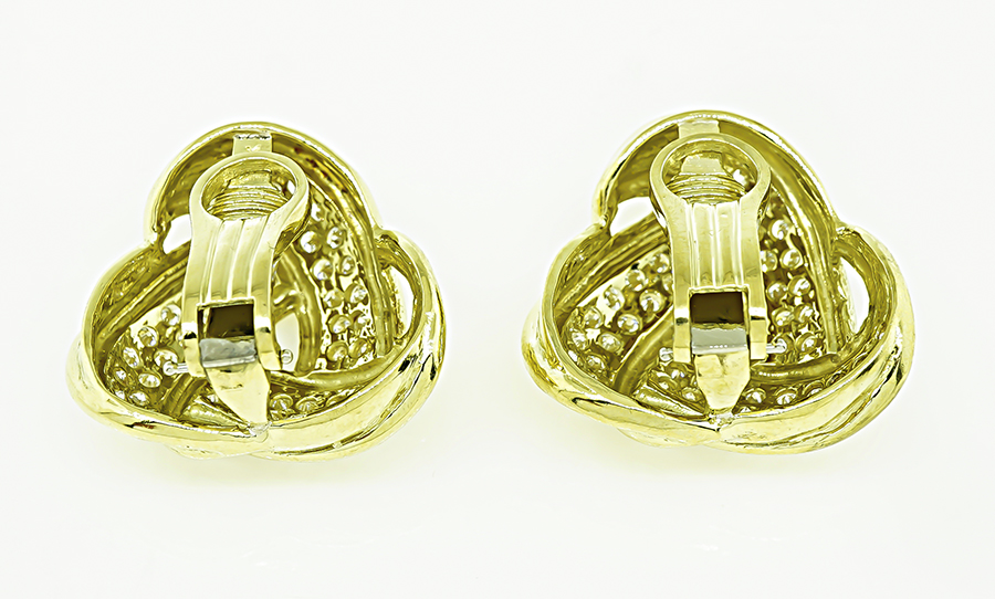 Estate 5.40ct Diamond Yellow Gold Earrings