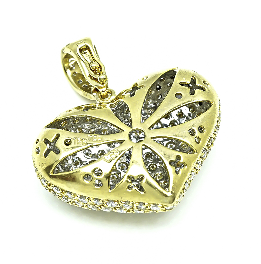 Estate 3.00ct Diamond Gold Heart Pendant