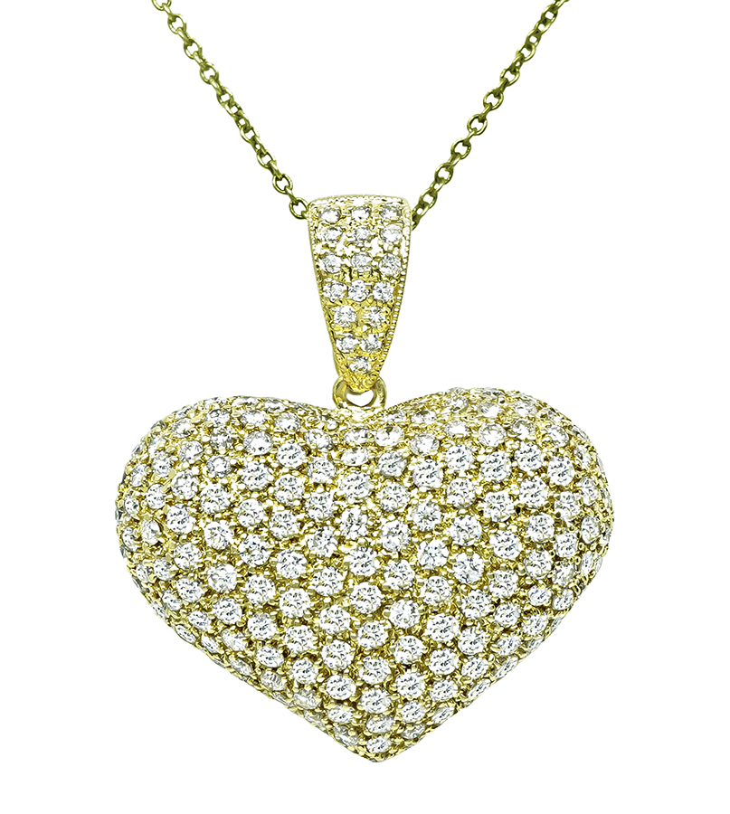 Estate 3.00ct Diamond Gold Heart Pendant