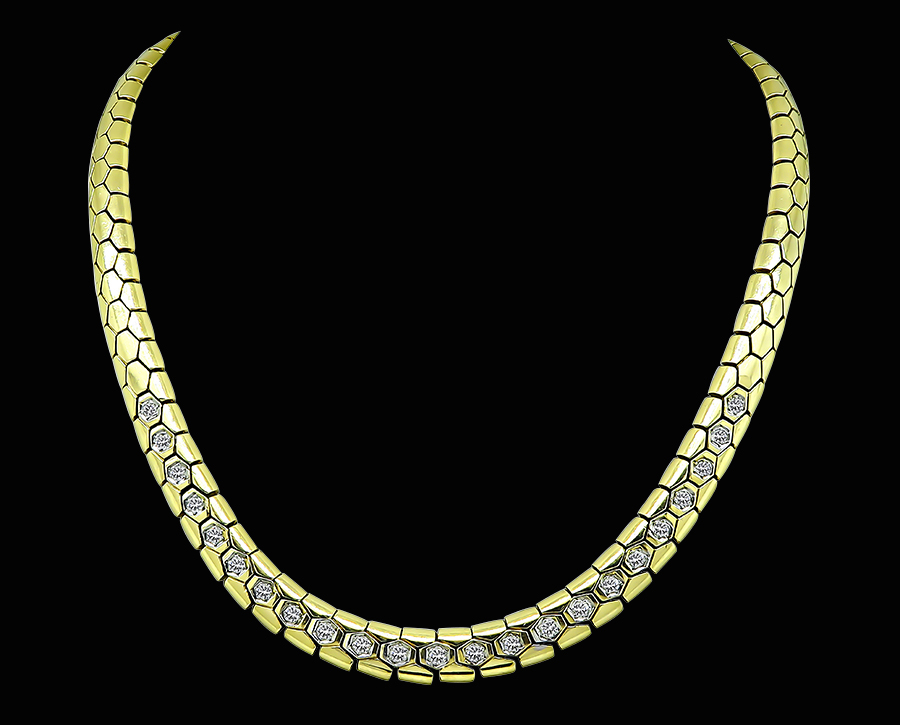 Estate 1.10ct Diamond Gold Chain Necklace