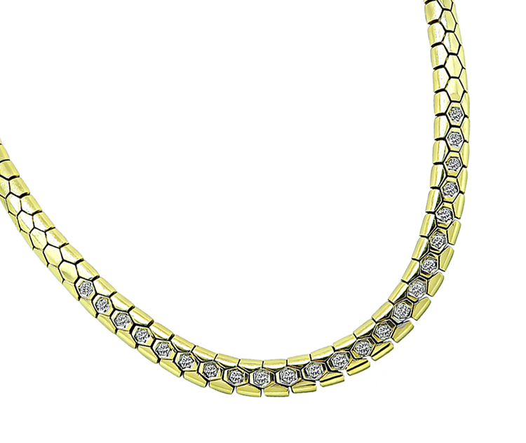 Estate 1.10ct Diamond Gold Chain Necklace