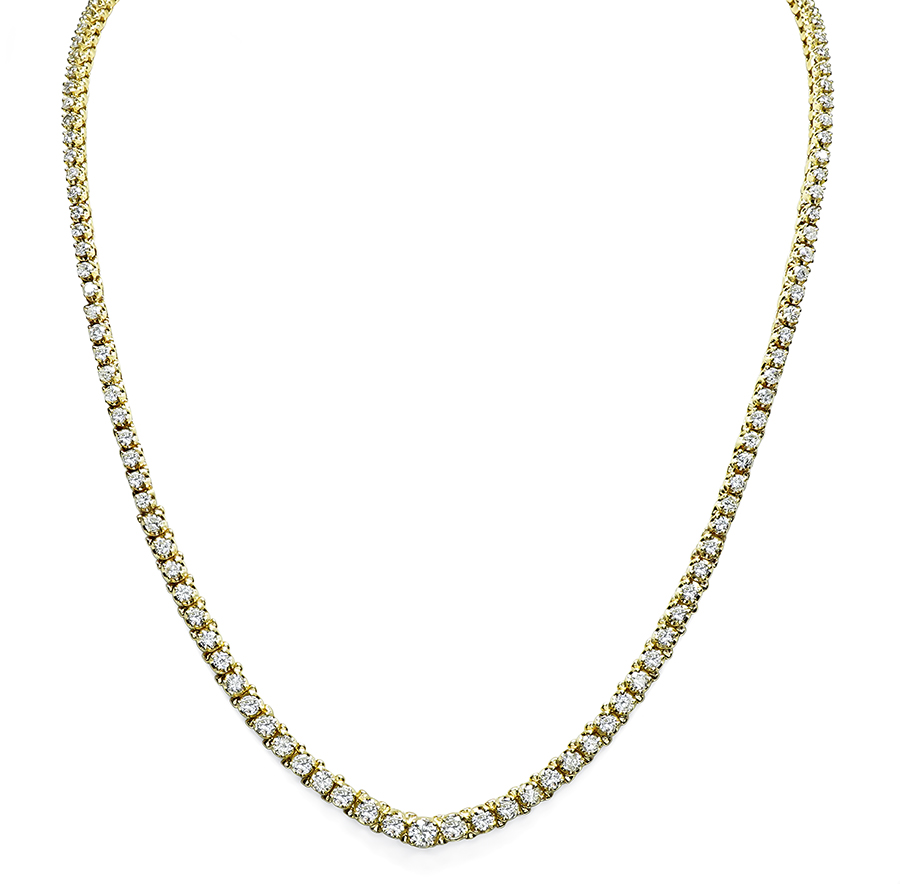 Estate 9.50ct Diamond Gold Tennis Necklace