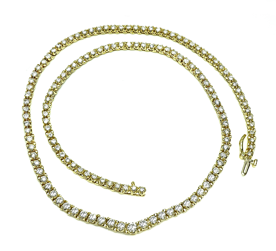 Estate 9.50ct Diamond Gold Tennis Necklace