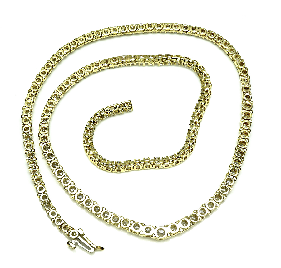 Estate 9.50ct Diamond Gold Tennis Necklace