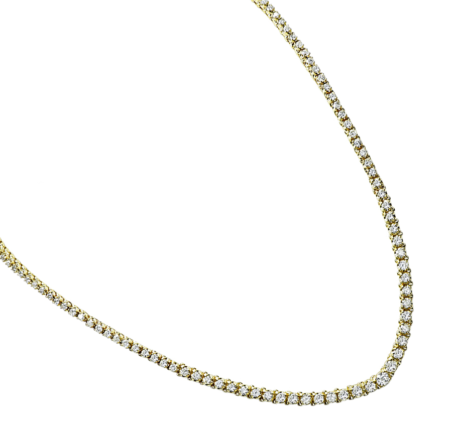 Estate 9.50ct Diamond Gold Tennis Necklace