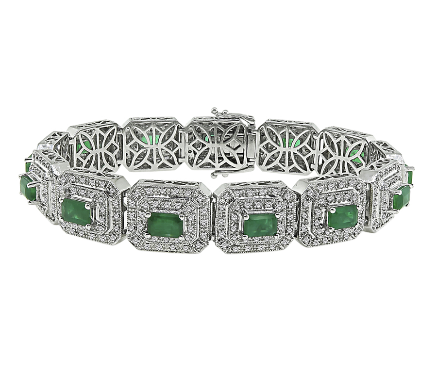 Estate 6.50ct Colombian Emerald 4.00ct Diamond Bracelet