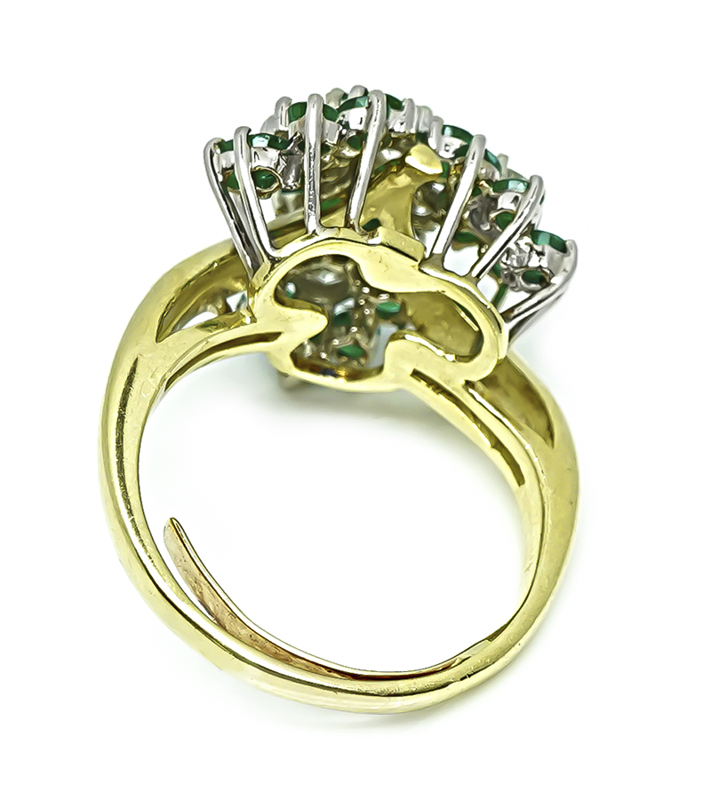 Estate 1.00ct Diamond 1.00ct Emerald Gold Ring