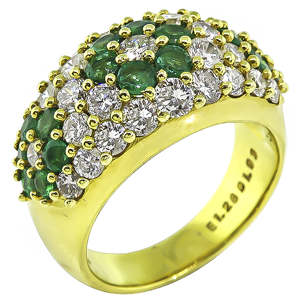Estate 1.93ct Diamond 1.28ct Emerald Ring