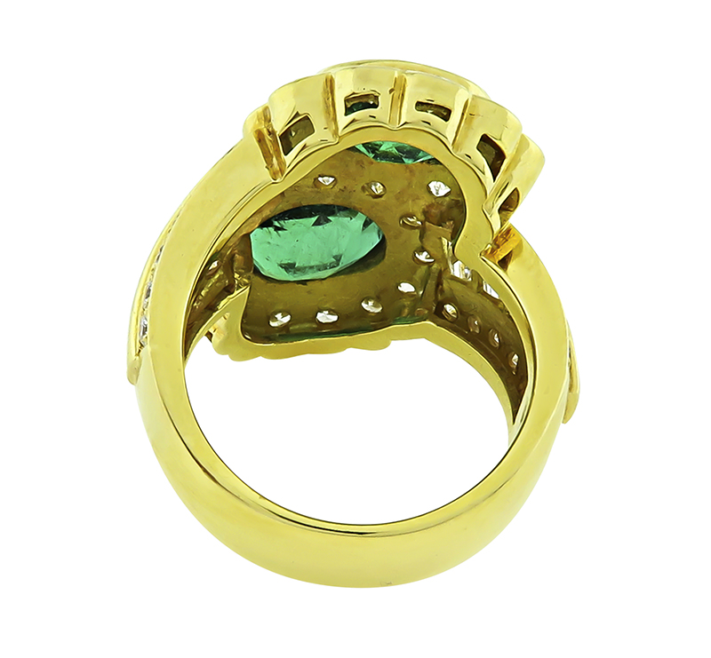 Estate 3.70ct Emerald 3.41ct Diamond Gold Ring