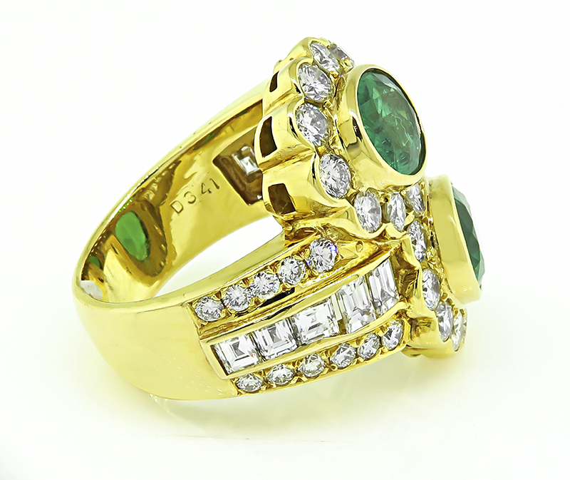 Estate 3.70ct Emerald 3.41ct Diamond Gold Ring