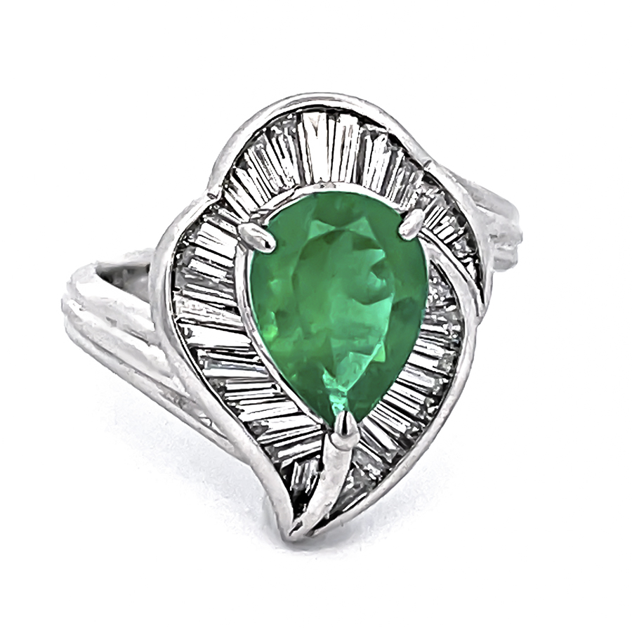 Estate 1.29ct Emerald 0.50ct Diamond Ring