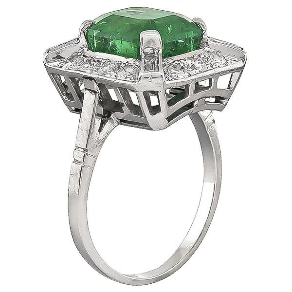 Estate 4.00ct Colombian Emerald 1.00ct Diamond Ring