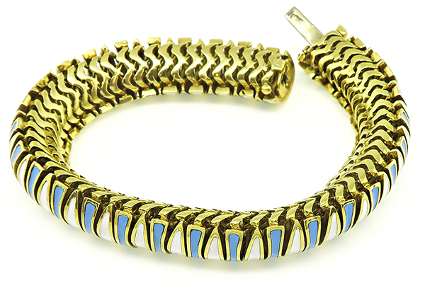 Vintage Enamel Gold Bracelet