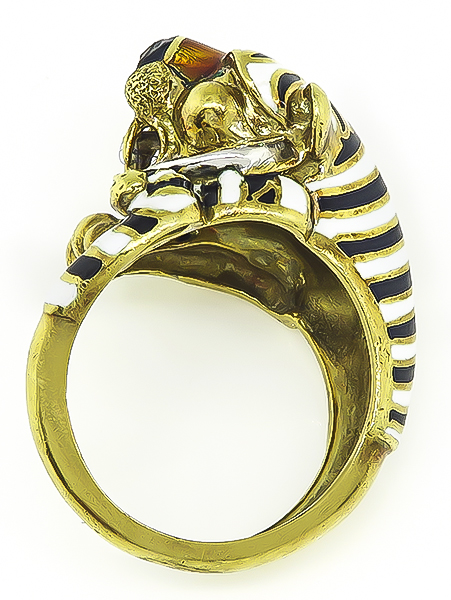 Estate Enamel 0.25ct Diamond Panther Ring