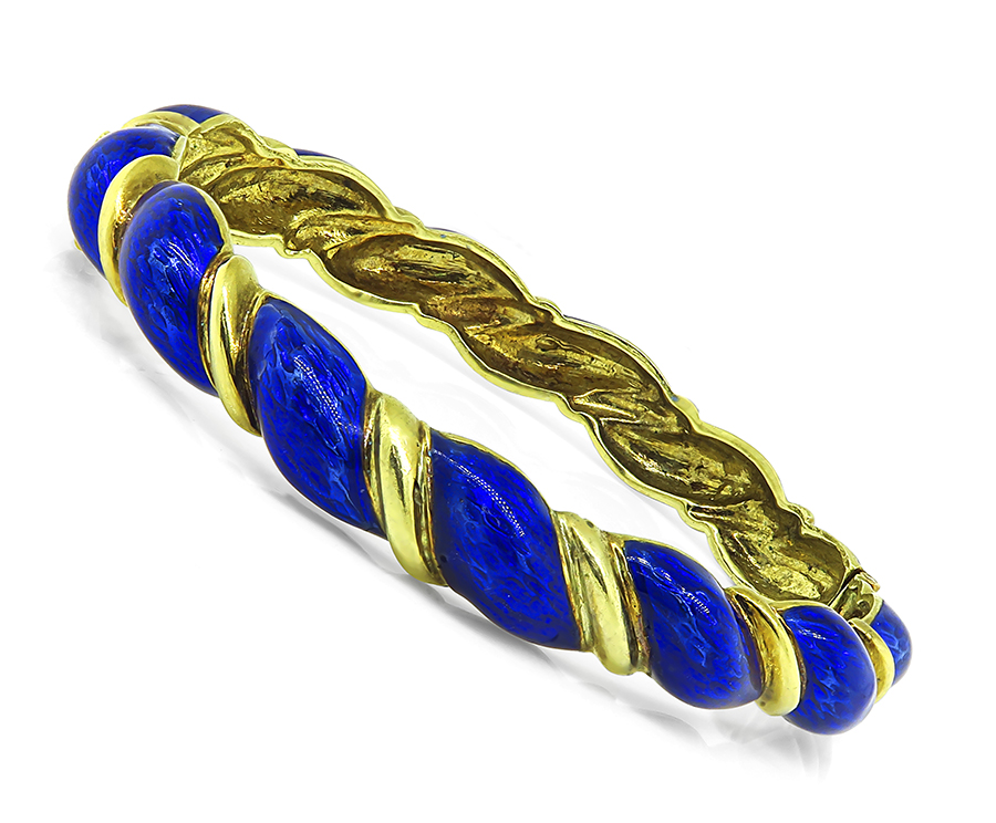 Vintage Enamel Gold Bangle