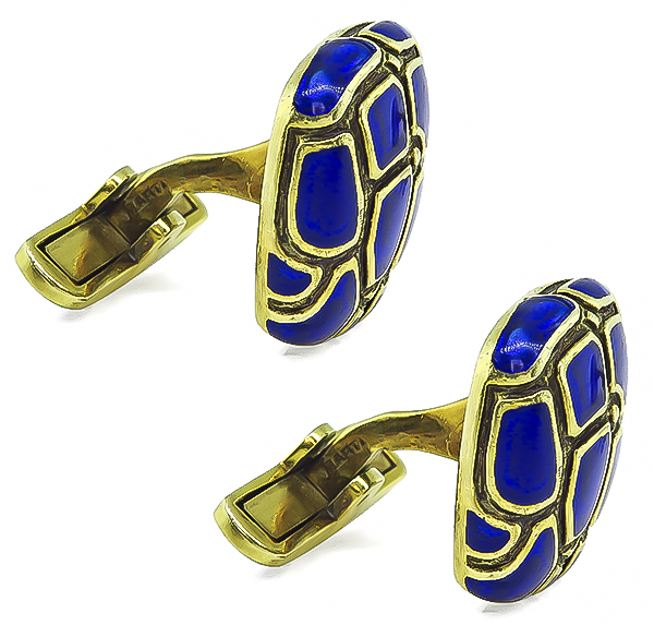 Estate Enamel Gold Cufflinks