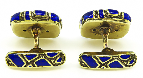 Estate Enamel Gold Cufflinks