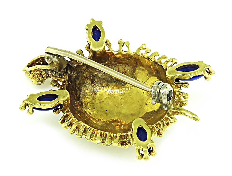 Estate Enamel Gold Turtle Pin