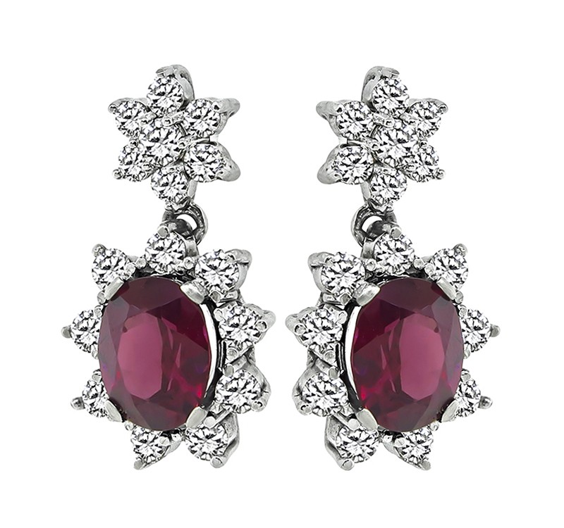 Estate 7.00ct Garnet 1.960ct Diamond Earrings