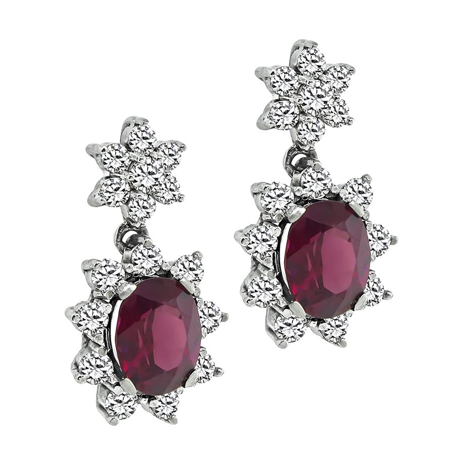 Estate 7.00ct Garnet 1.960ct Diamond Earrings